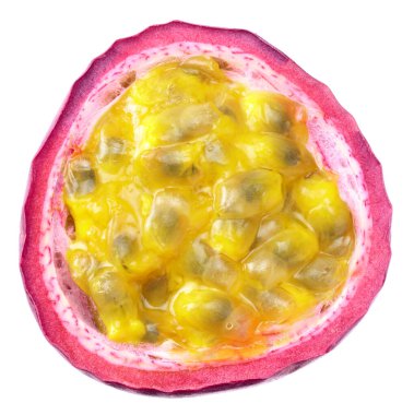 Tohumları beyaz arka planda izole edilmiş taze tutku meyveleri. egzotik meyve.