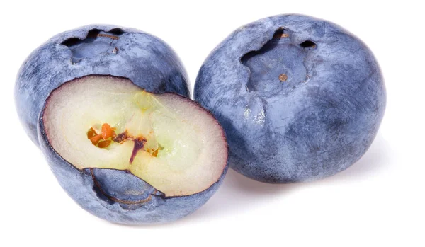 Blueberries Slice Isolated White Background Full Depth Field Macro — Stock Photo, Image