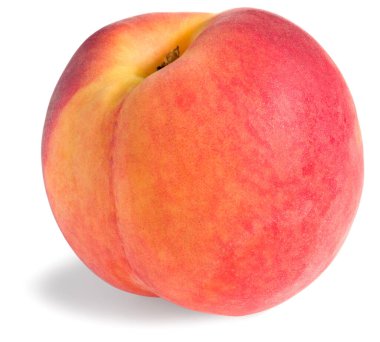 Beyaz arka planda izole edilmiş tek şeftali meyvesi. tam alan derinliği