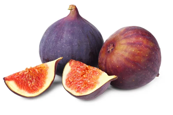 Fig Frutas Com Fatias Isoladas Fundo Branco Profundidade Total Campo — Fotografia de Stock