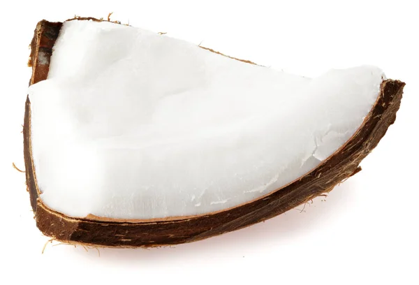 Kawałek Orzecha Kokosowego Izolowany Białym Tle — Zdjęcie stockowe