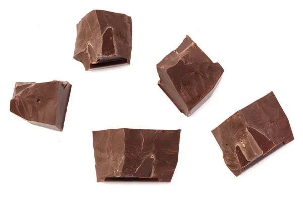 Popraskané Čokoládové Bonbóny Izolované Bílém Pozadí Pohled Shora — Stock fotografie