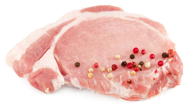 Sliced Raw Pork Meat Isolated White Background Clipping Path Full — Stock Photo, Image