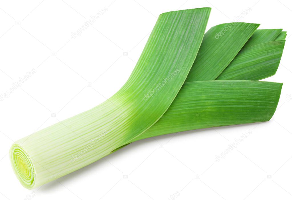 leek isolated on white background. with clipping path. full depth of field