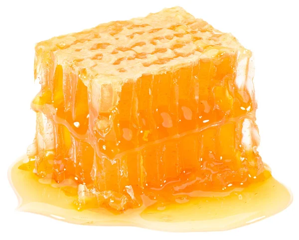 Honingraat Geïsoleerd Witte Achtergrond Volledige Velddiepte — Stockfoto