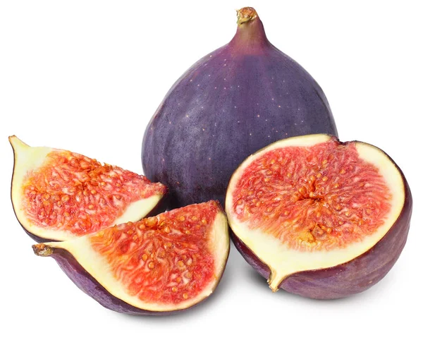 Fig Frutas Com Fatias Isoladas Fundo Branco Profundidade Total Campo — Fotografia de Stock