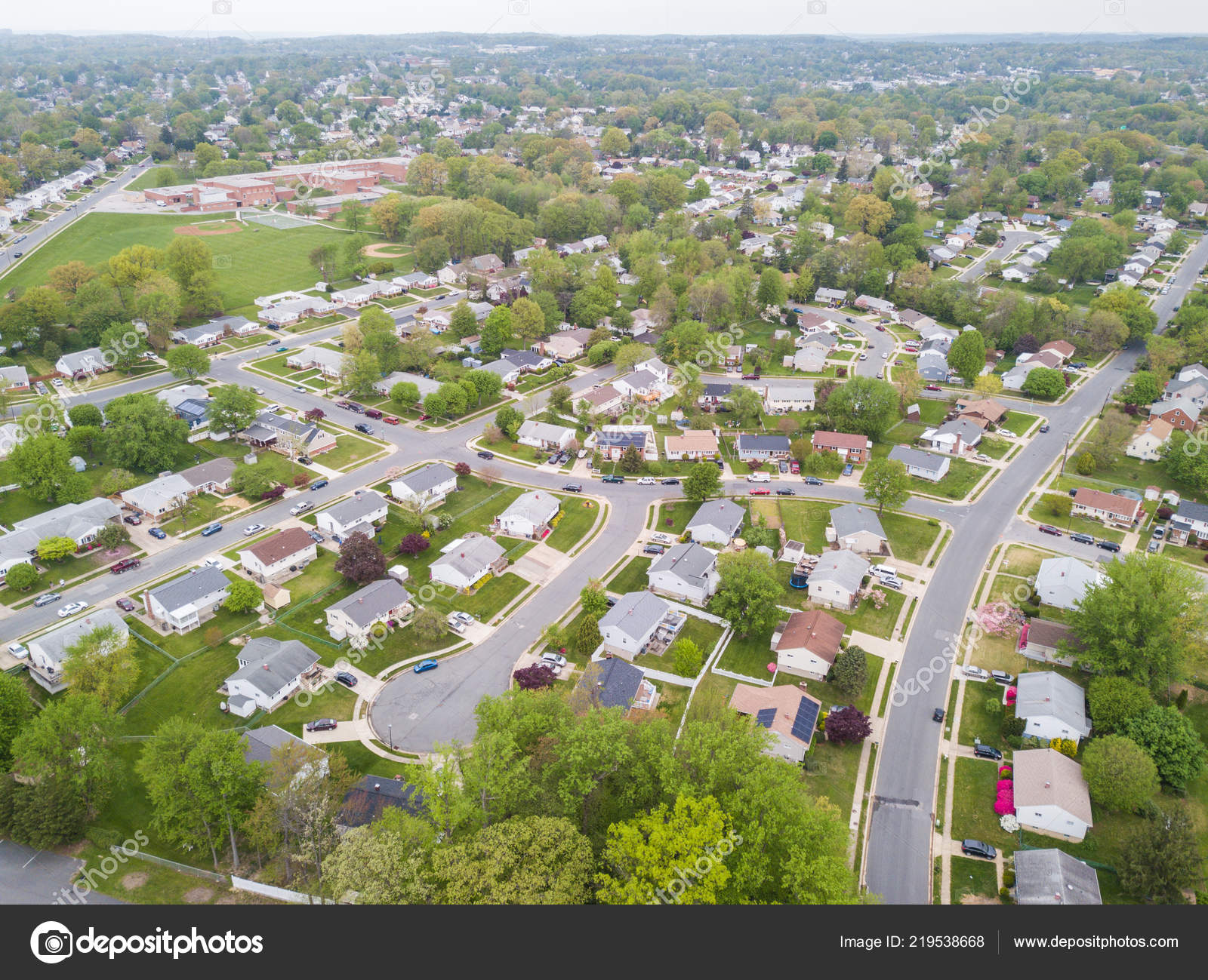 Aerial Parkville Homes Baltimore County Maryland Stock Photo by