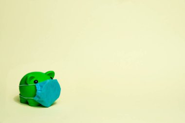 Piggy Bank Şablonu Yeşil Piggyback Ağız Bekçisi, Plantilla de Alcanca de Puerco Verde Tapabocas Cubrebocas Ahorro