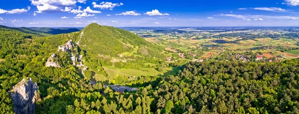 Kalnik Bergrücken Und Alte Festungsruinen Luftaufnahme Region Prigorje Kroatien — Stockfoto