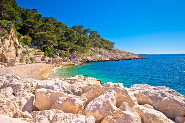 Makarska Türkisfarbener Strand Sonnigen Tag Blick Dalmatien Region Von Kroatien — Stockfoto