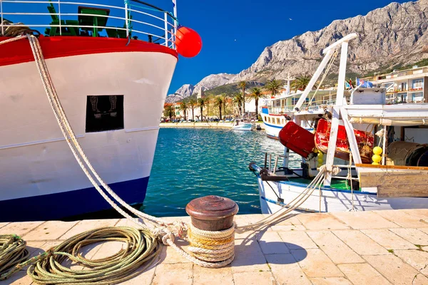 Makarska Pescadores Puerto Colorido Vista Región Dalmacia Croacia — Foto de Stock