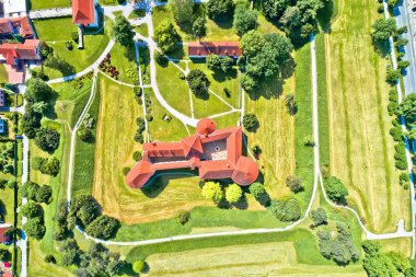 Varaždin tarihi şehir parkı ve Simgesel havadan görünümü, Kuzey Hırvatistan