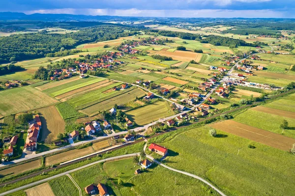 Idyllische Ländliche Kroatische Dorf Luftaufnahme Majurec Der Nähe Von Krizevci — Stockfoto