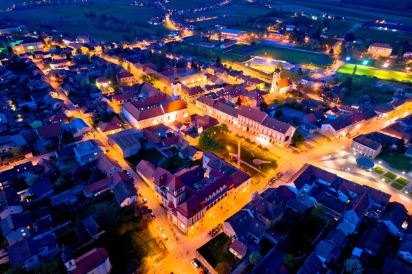 Stad Van Krizevci Luchtfoto Panoramisch Nacht Weergave Prigorje Regio Van — Stockfoto