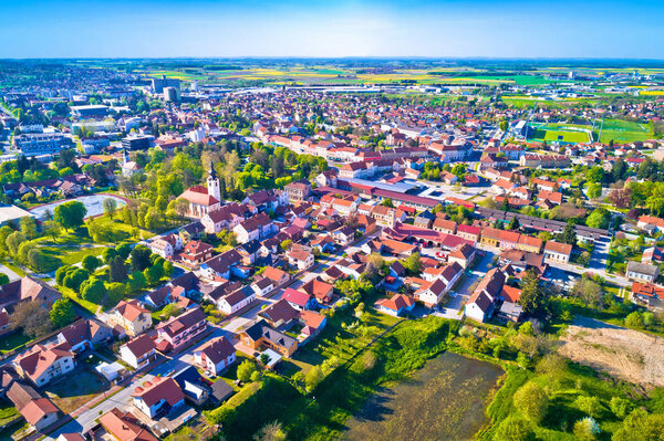 Town of Koprivnica aerial view, Podravina region of Croatia