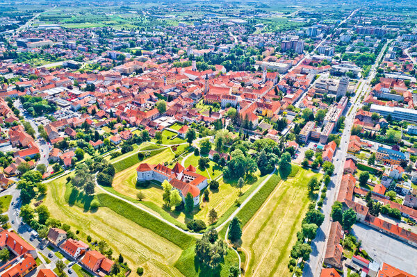 Historic town of Varazdin aerial view, northern Croatia