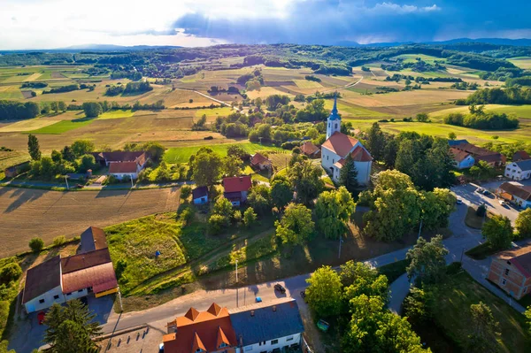 Idílico Pueblo Rural Croacia Vista Aérea Sveti Petar Cvrstec Región — Foto de Stock