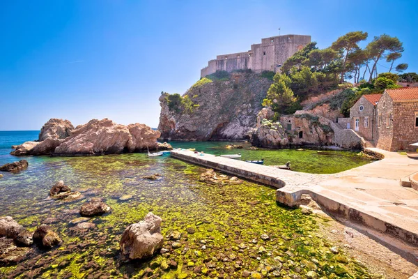 Dubrovnik Bucht Und Historischen Mauern Und Lovrijenac Fort Blick Touristenziel — Stockfoto