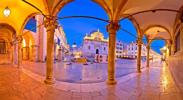 Stradun Dubrovnik Arcos Marcos Vista Panorâmica Amanhecer Região Dalmácia Croácia — Fotografia de Stock