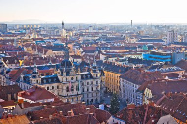 Graz şehir merkezi hava görünümü, Styria bölge Avusturya
