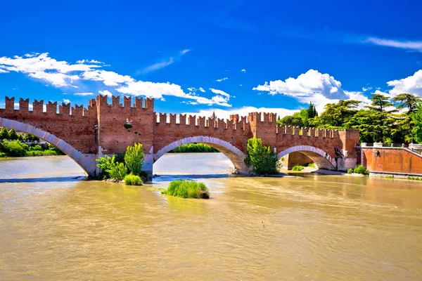 Castelvecchio Brücke Über Den Fluss Adige Verona Berühmtes Wahrzeichen Der — Stockfoto