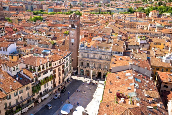 Város Verona Légifelvételek Lamberti Tower Háztetőkön Régi Város Veneto Régió — Stock Fotó