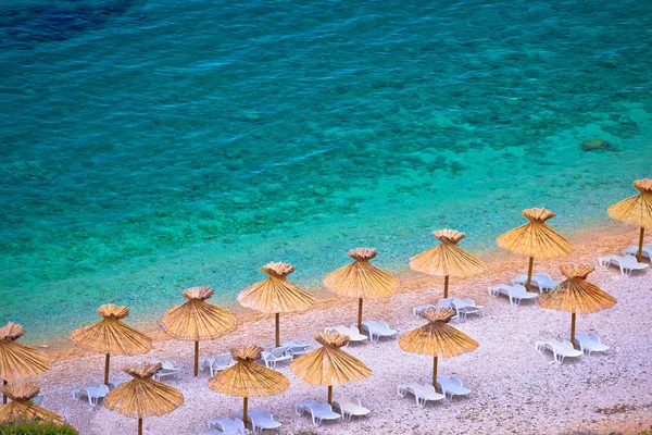 Isla Krk Playa Stara Baska Vista Aérea Archipiélago Kvrner Croacia —  Fotos de Stock