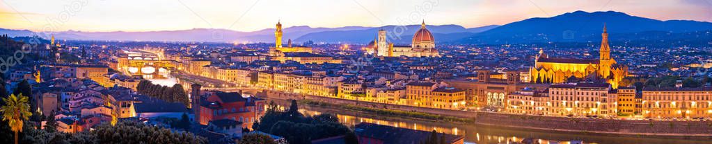 Florence cityscape panoramic evening view, Tuscany region of Italy