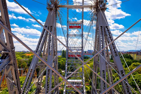 Prater Riesenrad Gigante Ferris Roda Viena Vista Parque Capital Áustria — Fotografia de Stock