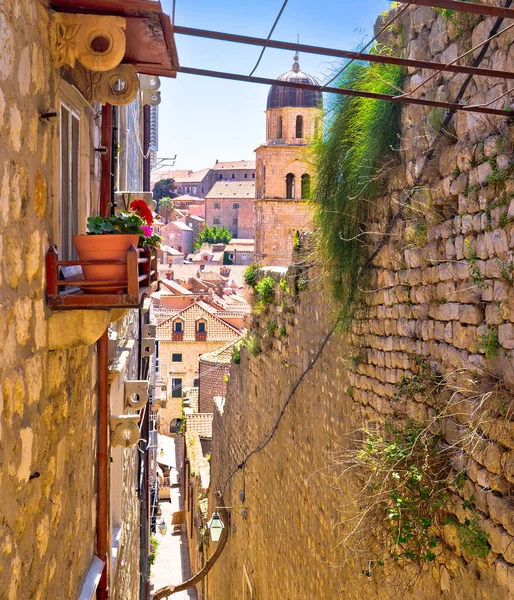 Dubrovnik Vista Íngreme Rua Estreita Região Dalmácia Croácia — Fotografia de Stock