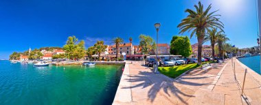 Cavtat Adriyatik şehir su panoramik manzaralı, Hırvatistan'ın Güney Dalmaçya Bölgesi