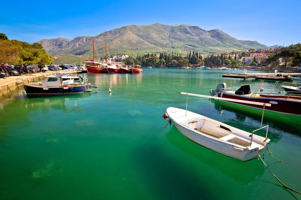 Bunte Türkisfarbene Hafen Der Stadt Cavtat Südlichen Dalmatischen Küste Von — Stockfoto