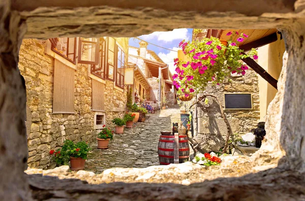 Town Hum Colorful Old Stone Street View Stone Window Istria — Stock Photo, Image