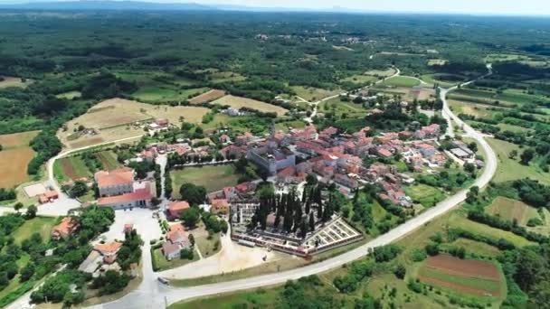 Pueblo Svetvincenat Interior Istria Volar Aérea Vista Región Istria Croacia — Vídeo de stock