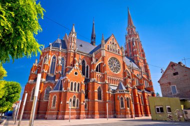 Osijek Katedrali St Peter ve St Paul renkli görünüm, Hırvatistan'ın Slavonija bölge
