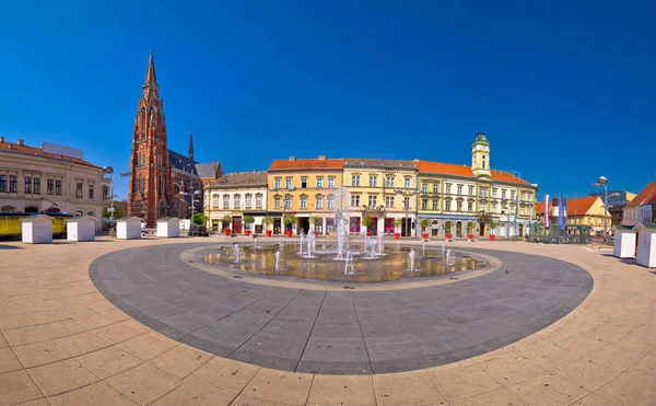 Osijek Hauptplatz Und Kathedrale Panorama Slawonien Region Kroatien — Stockfoto