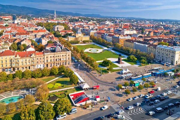 Zagreb Historiska Centrum Antenn Utsikt Berömda Landmärken Kroatiens Huvudstad — Stockfoto