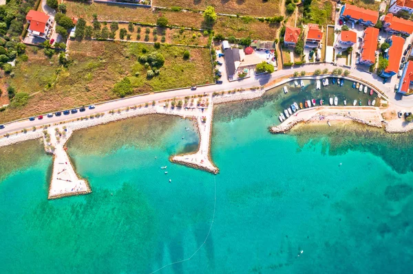 Zaton Strand Und Kleiner Hafen Luftaufnahme Dalmatien Region Kroatien — Stockfoto