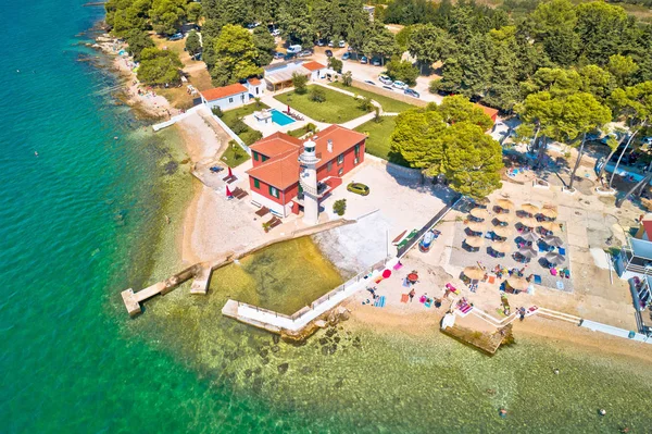 Stadt Zadar Puntamika Leuchtturm Und Strand Luftaufnahme Sommer Dalmatien Region — Stockfoto