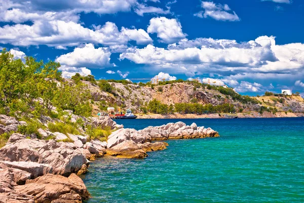 Insel Krk Steinstrand Omisalj Blick Kvarner Bucht Kroatien — Stockfoto