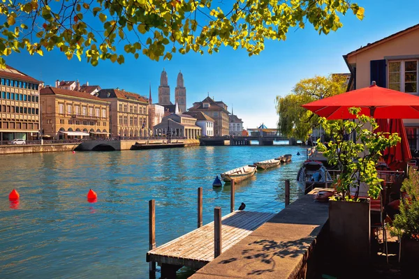 Zürich Aan Het Water Bezienswaardigheden Herfst Kleurrijk Uitzicht Grootste Stad — Stockfoto