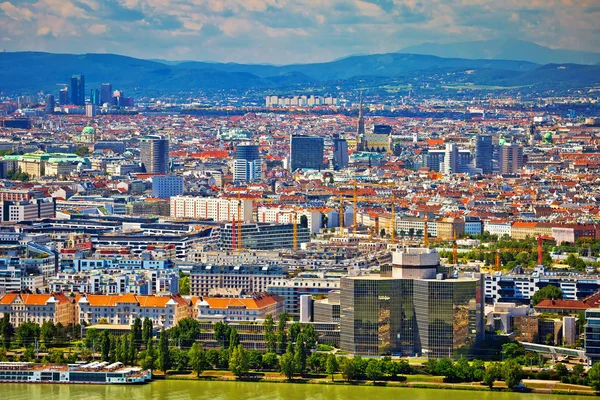 Dunaj Wiedeń Zobacz Panoramę Miasta Stolicy Austrii — Zdjęcie stockowe