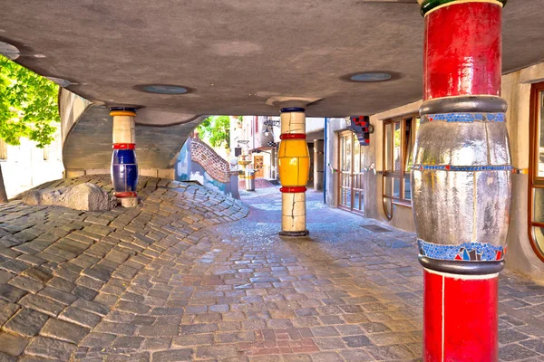 Bunte Hundertwasserhaus Quadratische Architektur Von Wiener Blick Hauptstadt Osterreichs — Stockfoto