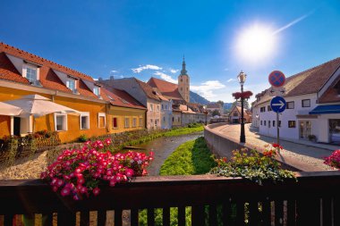 Samobor nehir ve eski sokakları görüntülemek, kasaba Kuzey Hırvatistan