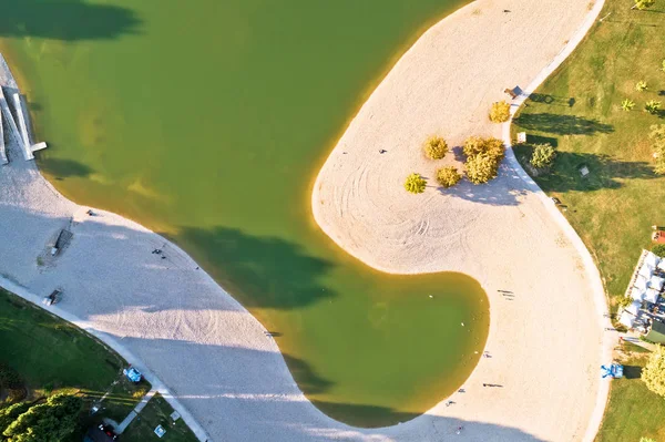 Lago Bundek Zagreb Vista Aérea Parque Verde Oasis Capital Croacia — Foto de Stock