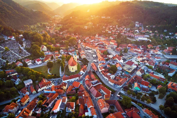 Город Самобор Вид Закат Северная Хорватия — стоковое фото