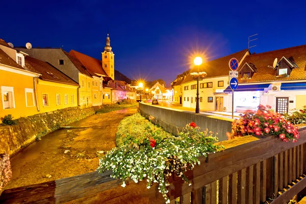 Samobor Creek Starych Ulicach Wieczorem Widok Miasto Północnej Chorwacji — Zdjęcie stockowe