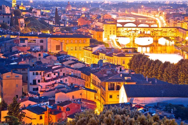Panoráma Města Florencie Výhledem Západ Slunce Řeka Arno Oblast Toskánsko — Stock fotografie
