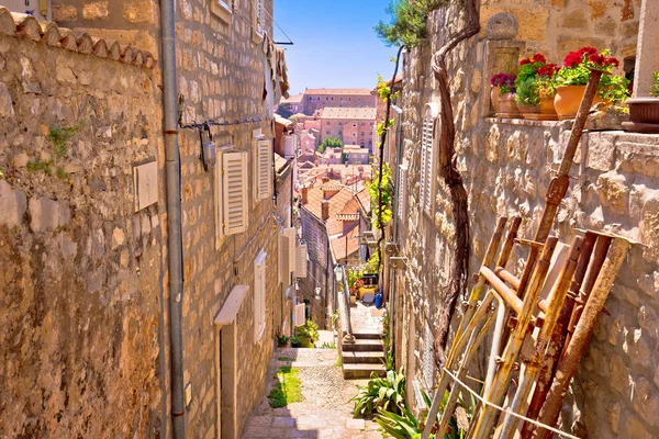 Dubrovnik Steile Smalle Straatmening Dalmatië Regio Van Kroatië — Stockfoto