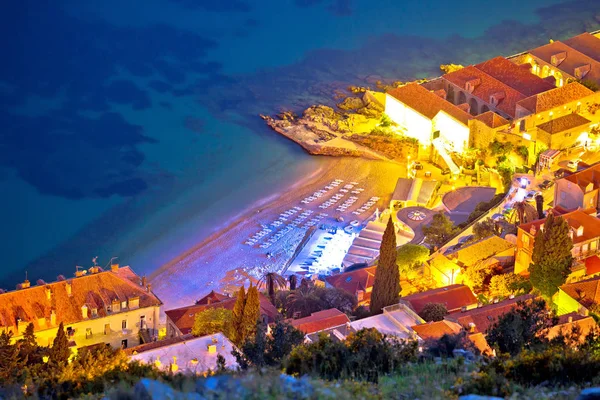 Pláž Banje Dubrovníku Vzdušné Večerní Pohled Dalmácii Region Chorvatska — Stock fotografie